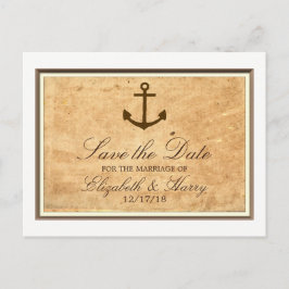 Nautisch anker ingelijst  papier Sla de datum op Aankondigingskaart