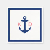 Nautisch anker Initialen Eenvoudige grens bruiloft Servetten (Voorkant)
