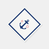 Nautisch anker Initialen Eenvoudige grens bruiloft Servetten (Hoek)