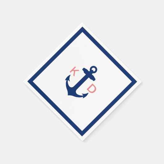 Nautisch anker Initialen Eenvoudige grens bruiloft Servetten (Hoek)