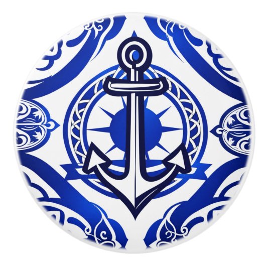 Nautisch anker keramische knop (Voorkant)