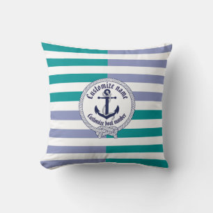 Nautisch anker/knot/seahorse/pas naam aan & #4 kussen