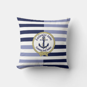 Nautisch anker/knot/seahorse/pas naam aan & # kussen