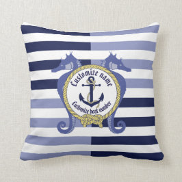 Nautisch anker/knot/seahorse/pas naam aan & # kussen