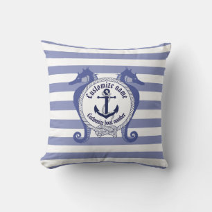 Nautisch anker/knot/seahorse/pas naam aan & # kussen