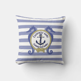 Nautisch anker/knot/seahorse/pas naam aan & # kussen