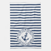 Nautisch Anker Kompas Gestreepte Bootnaam Theedoek (Verticaal)