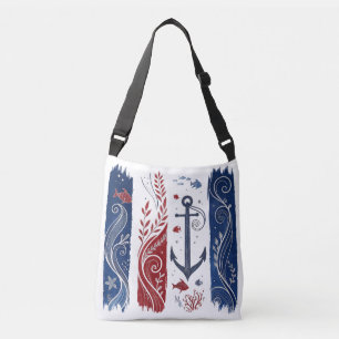 Nautisch Anker, Kust Oceaan Golven, Zee Crossbody Tas