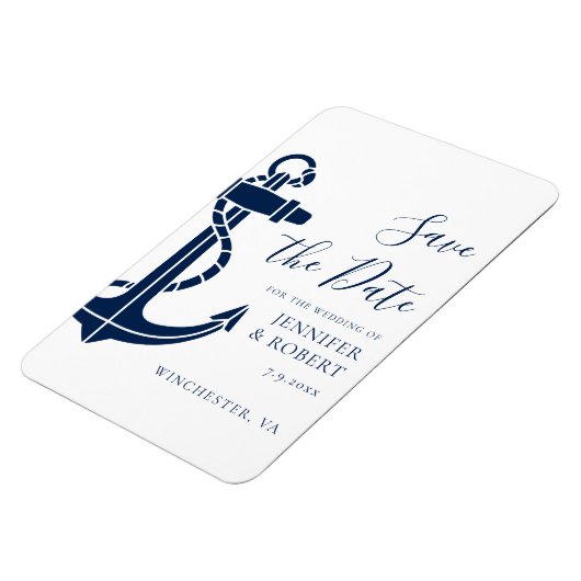 Nautisch Anker Kustbruiloft Save the Date Magneet (Linkerzijde)