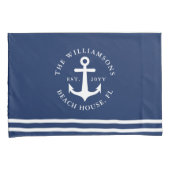 Nautisch Anker Licht Navy Blauw en Wit Kussensloop (Voorkant-Rechts)