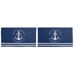 Nautisch Anker Licht Navy Blauw Wit Koning Maat Kussensloop