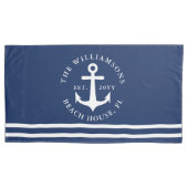 Nautisch Anker Licht Navy Blauw Wit Koning Maat Kussensloop (Voorkant-Links)