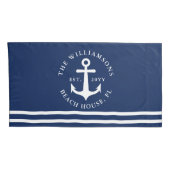 Nautisch Anker Licht Navy Blauw Wit Koning Maat Kussensloop (Achterkant-Rechts)