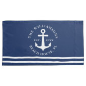 Nautisch Anker Licht Navy Blauw Wit Koning Maat Kussensloop (Voorkant-Rechts)