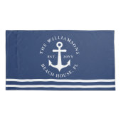 Nautisch Anker Licht Navy Blauw Wit Koning Maat Kussensloop (Achterkant-Links)
