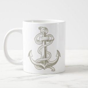 Nautisch Anker (licht tan) Grote Koffiekop