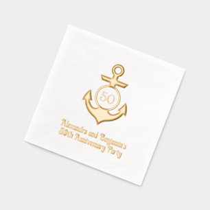 Nautisch Anker Lijst #1 Jubileum Party Folie Servetten