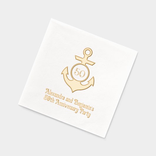 Nautisch Anker Lijst #1 Jubileum Party Folie Servetten (Links)