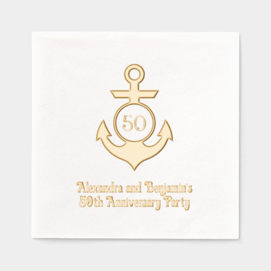 Nautisch Anker Lijst #1 Jubileum Party Folie Servetten (Voorkant)