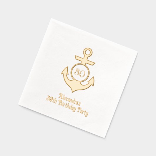 Nautisch Anker Lijst #1 Verjaardagsfeest Folie Servetten (Links)