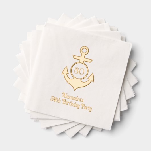 Nautisch Anker Lijst #1 Verjaardagsfeest Folie Servetten (Insitu (Gestapeld))