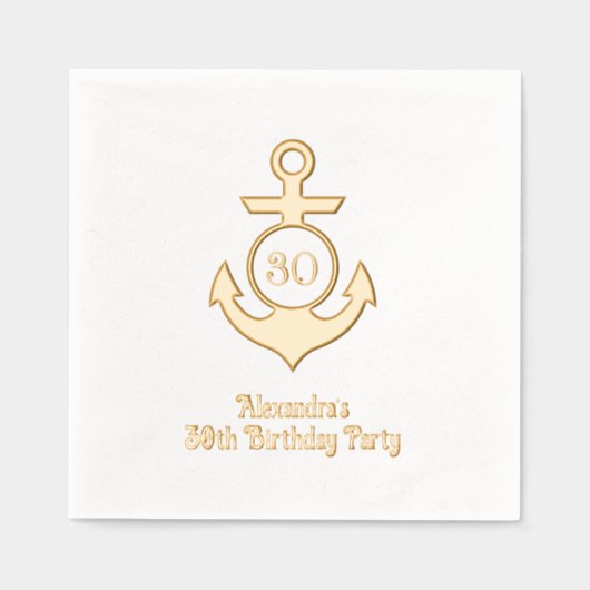 Nautisch Anker Lijst #1 Verjaardagsfeest Folie Servetten (Voorkant)