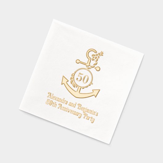 Nautisch Anker Lijst #2 Jubileum Party Folie Servetten (Links)