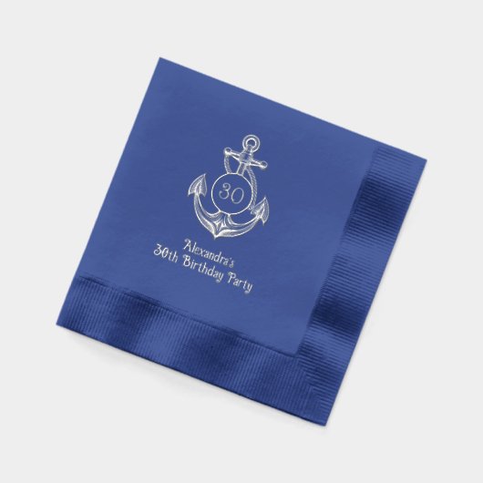 Nautisch Anker Lijst #6 Verjaardagsfeest Folie Servetten (Links)