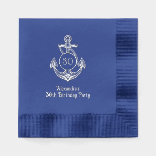 Nautisch Anker Lijst #6 Verjaardagsfeest Folie Servetten (Voorkant)