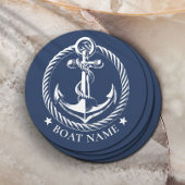 Nautisch Anker Logo Navy Blauwe Bootnaam Ronde Kartonnen Onderzetter