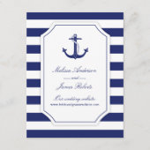 Nautisch anker marine blauw bruiloft details informatiekaartje (Voorkant)