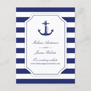Nautisch anker marine blauw bruiloft details informatiekaartje