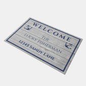 Nautisch Anker Marine Blauw Grijs Houten Boot | St Deurmat (Schuin)