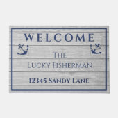 Nautisch Anker Marine Blauw Grijs Houten Boot | St Deurmat (Voorkant)