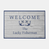 Nautisch Anker Marine Blauw Grijs Houten Boot | St Deurmat (Voorkant)