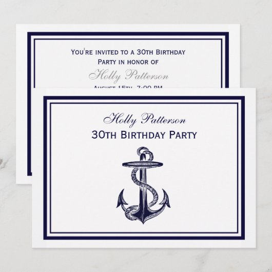 Nautisch Anker Marine Blauw Ingelijste 2H Verjaard Kaart (Voorkant / Achterkant)