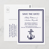 Nautisch Anker Marine Blauw Ingelijste 2V Bewaar d Aankondigingskaart (Voorkant / Achterkant)