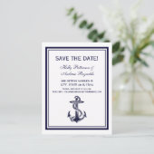 Nautisch Anker Marine Blauw Ingelijste 2V Bewaar d Aankondigingskaart (Staand voorkant)