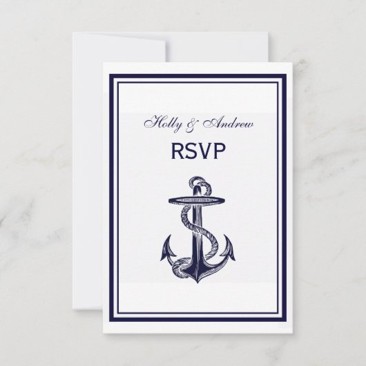 Nautisch Anker Marine Blauw Ingelijste 2V RSVP (Voorkant)