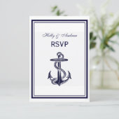 Nautisch Anker Marine Blauw Ingelijste 2V RSVP (Staand voorkant)