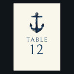 Nautisch anker marine blauw moderne bruiloft kaart<br><div class="desc">Nautisch Anker Marine Blauw Modern Huwelijkstafelnummer</div>