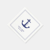 Nautisch Anker Marine Blauw Monogram Namen Bruilof Servet (Hoek)