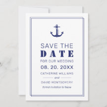 Nautisch Anker Marine Blauw Typografie Bruiloft