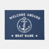 Nautisch Anker Marine Blauw Welkom Aan boord Boot  Deurmat (Voorkant)