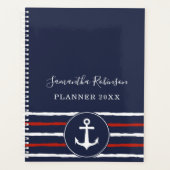 Nautisch Anker Marine Blauw Wit Rood 2024 Planner (Voorkant)