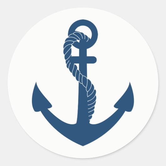 Nautisch anker marine blauw zeiler strand bruiloft ronde sticker (Voorkant)