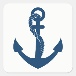 Nautisch anker marine blauw zeiler strand bruiloft vierkante sticker