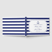 Nautisch Anker Marine Blauwe Streep Bruiloft Gastenboek (Volledig)