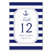 Nautisch Anker Marine Blauwe Streep Bruiloft Kaart (Achterkant)