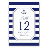 Nautisch Anker Marine Blauwe Streep Bruiloft Kaart (Voorkant)